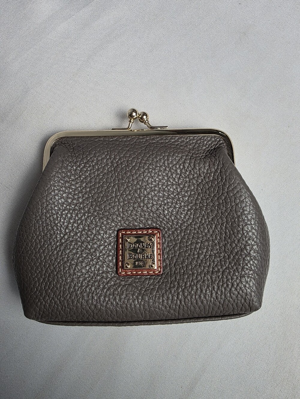 Dooney & Bourke Gray Pebbled Leather Kisslock Coin Purse
